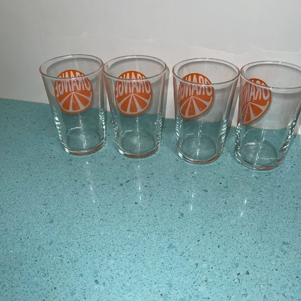 Luminarc Mcm Vintage Glass Set of 4 Orange Slice Juice
